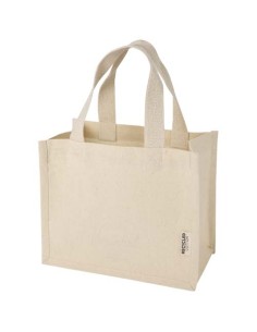 Bolsa Tote con fuelle mini de algodón reciclado GRS de 220 g/m² de 9 l