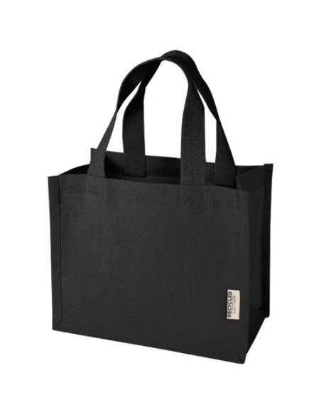 Bolsa Tote con fuelle mini de algodón reciclado GRS de 220 g/m² de 9 l