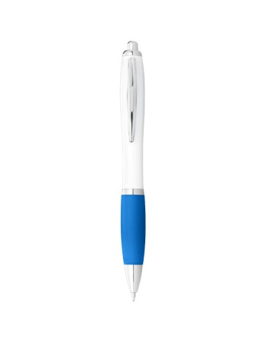 Bolígrafo blanco con empuñadura de color "Nash" (tinta azul) | Sequio