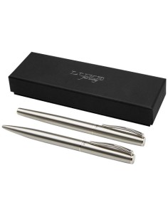 Set de bolígrafo y rollerball de acero inoxidable reciclado "Didimis"