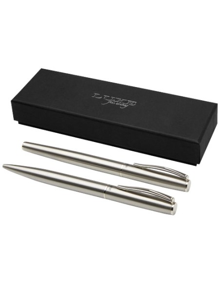 Set de bolígrafo y rollerball de acero inoxidable reciclado "Didimis"
