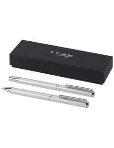Set de regalo de bolígrafo y rollerball de aluminio reciclado "Lucetto