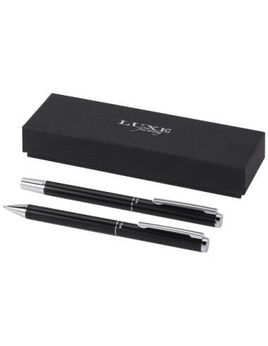 Set de regalo de bolígrafo y rollerball de aluminio reciclado "Lucetto