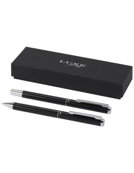 Set de regalo de bolígrafo y rollerball de aluminio reciclado "Lucetto