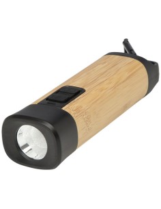Linterna de plástico reciclado con mosquetón de bambú/RCS "Kuma" | Seq