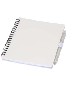 Juego de libreta de tapa blanda y bolígrafo de plástico reciclado (tin