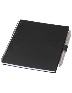 Juego de libreta de tapa blanda y bolígrafo de plástico reciclado (tin 2