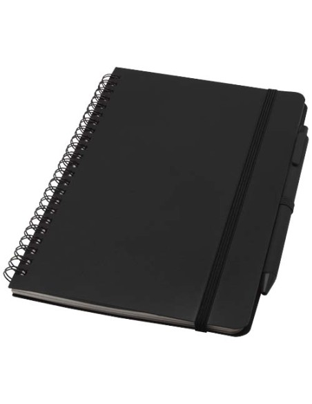 Libreta de tapa dura A5 de plástico procedente del océano con bolígraf