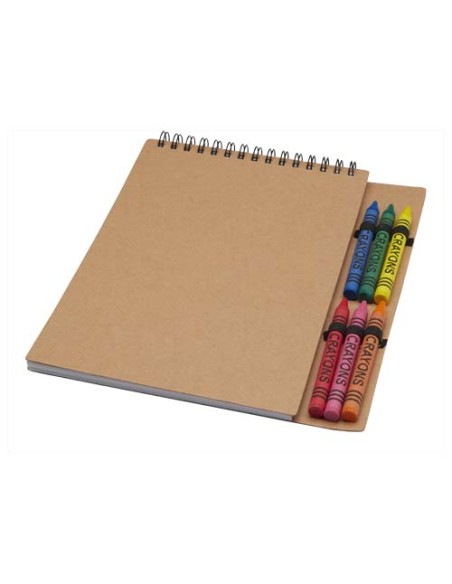 Libreta de tapa blanda A5 con espiral y set de ceras "Doodle" | Sequio