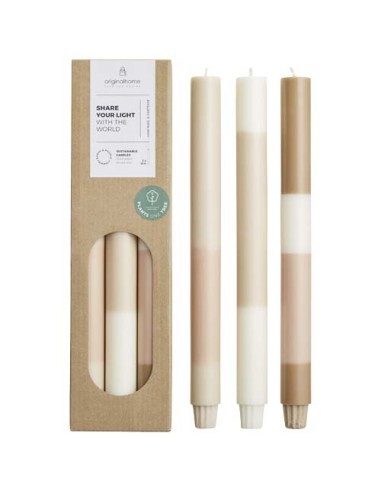 Velas de piedra caliza en capas - set de 3 "Originalhome" | Sequio reg
