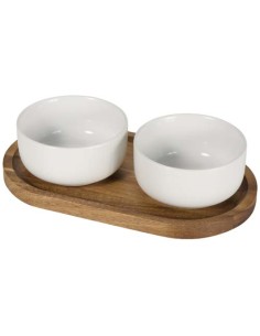 Set de bandeja de madera y cuencos de cerámica "Noa"