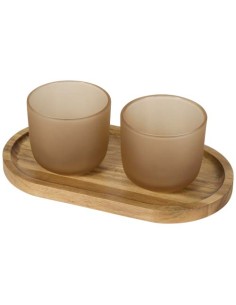 Set de bandeja de madera y vasos de vidrio "Male"