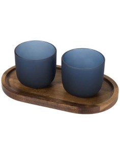Set de bandeja de madera y vasos de vidrio "Male" 2