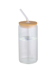 Jarra de 500 ml de vidrio borosilicato de pared simple con tapa de bam