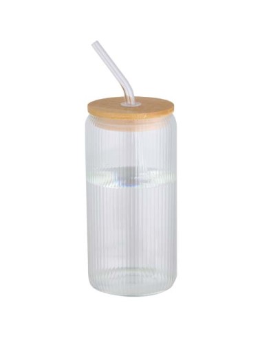 Jarra de 500 ml de vidrio borosilicato de pared simple con tapa de bam
