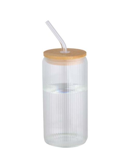 Jarra de 500 ml de vidrio borosilicato de pared simple con tapa de bam