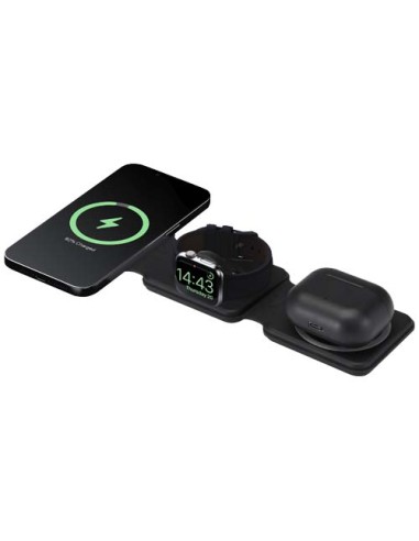 Cargador inalámbrico plegable 3 en 1 de 15 W de plástico reciclado "Ar
