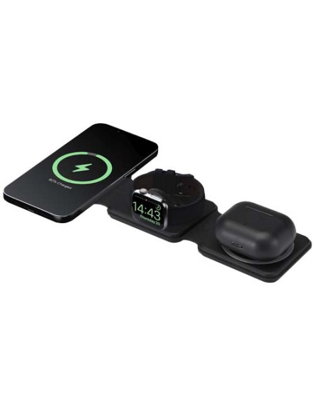 Cargador inalámbrico plegable 3 en 1 de 15 W de plástico reciclado "Ar