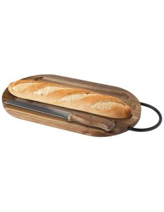 Tabla de cortar de madera de acacia con cuchillo para pan "Prestige" |
