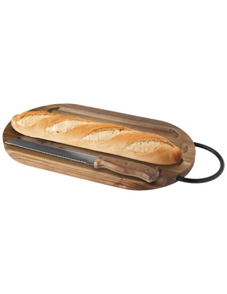 Tabla de cortar de madera de acacia con cuchillo para pan "Prestige" |