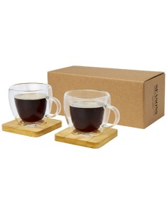 Dos tazas de vidrio de doble pared de 100 ml con...