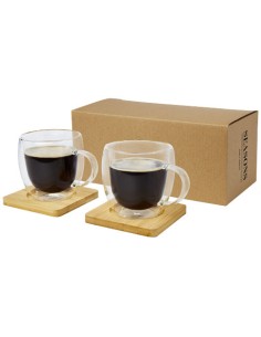 Dos tazas de vidrio de doble pared de 250 ml con...