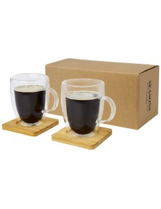 Dos tazas de vidrio de doble pared de 350 ml con...