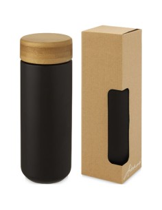 Vaso de cerámica de 300 ml con tapa de bambú "Lumi" | Sequio regalos d 2