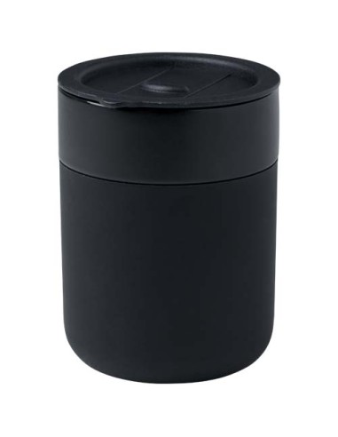 Vaso de cerámica de 330 ml con agarradero de silicona y tapa de plásti