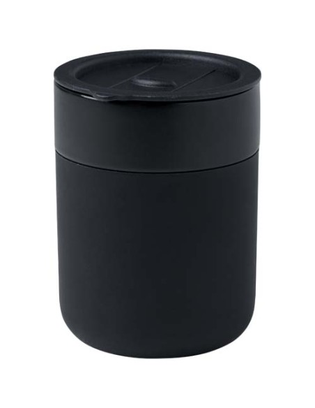 Vaso de cerámica de 330 ml con agarradero de silicona y tapa de plásti
