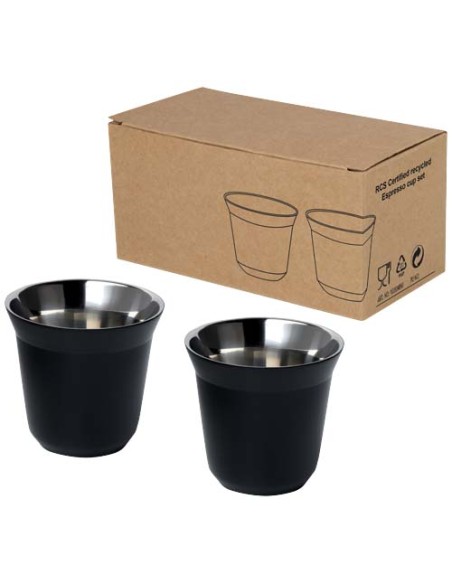 Juego de tazas para espresso de acero inoxidable de 80 ml con certific