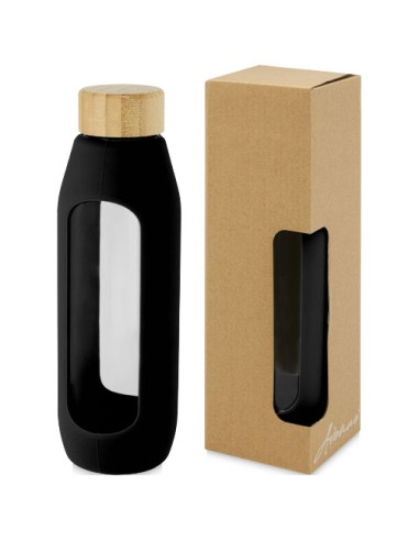 Botella de vidrio borosilicato con agarre de silicona de 600 ml  "Tida