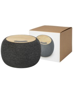 Altavoz de bambú/RPET Bluetooth® y base de carga inalámbrica "Ecofiber