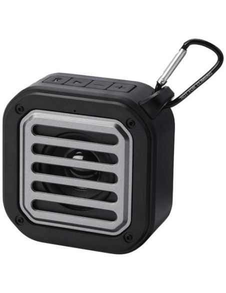 Altavoz solar Bluetooth IPX5 de 3W con mosquetón en plástico reciclado