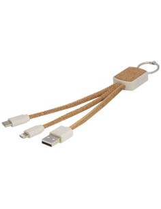Cable de carga 3 en 1 de paja de trigo y corcho "Bates" | Sequio regal