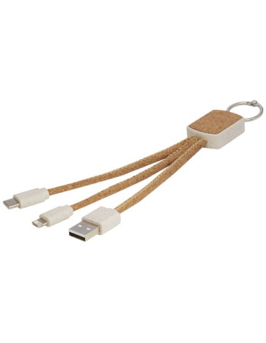 Cable de carga 3 en 1 de paja de trigo y corcho "Bates" | Sequio regal