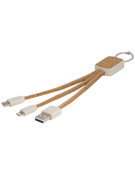 Cable de carga 3 en 1 de paja de trigo y corcho "Bates" | Sequio regal