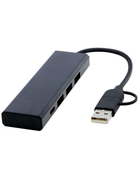Hub USB 2.0 de aluminio reciclado con certificación RCS "Rise" | Sequi