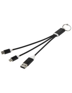 Cable de carga 4 en 1 de aluminio reciclado con llavero "Metal" | Sequ 2