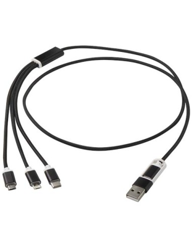 Cable de carga 5 en 1 de aluminio reciclado "Versatile" | Sequio regal