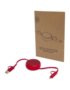 Cable retráctil 5 en 1 de 100 cm de plástico reciclado y aluminio para