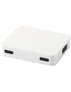 Hub USB de 4 puertos con salida USB-A y tipo-C y doble entrada fabricado con plástico reciclado "Gaia"