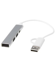 Hub USB-A y tipo-C de 4 puertos de aluminio reciclado con doble entrad