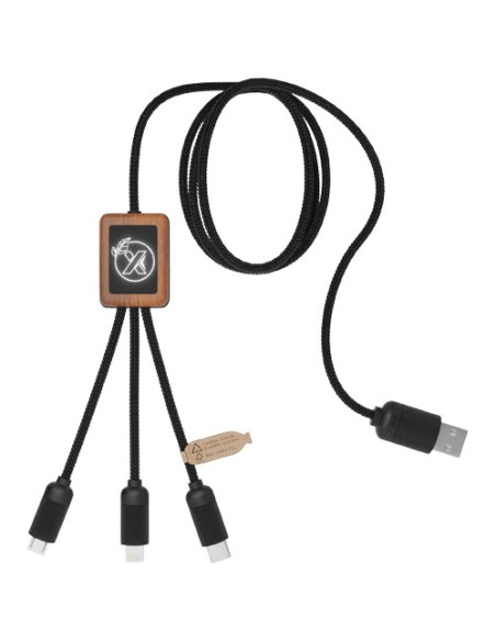 Cable de bambú 3 en 1 "SCX.design C29" | Sequio regalos de empresa