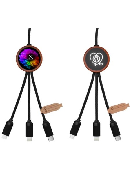 Cable de carga de 40 W 5 en 1 de PET reciclado con logo retroiluminado