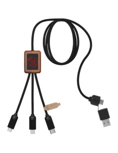 Cable de carga de 40 W 5 en 1 de PET reciclado con logo retroiluminado
