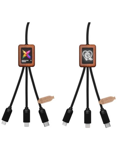 Cable de carga de 40 W 5 en 1 de PET reciclado con logo retroiluminado