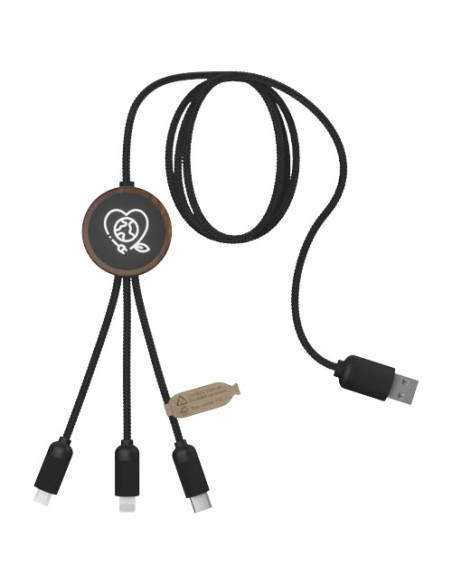 Cable de carga 3 en 1 extendido de PET reciclado con logotipo retroilu