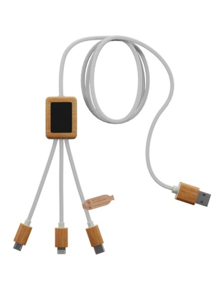 Cable de carga 3 en 1 de PET reciclado con logotipo retroiluminado y e
