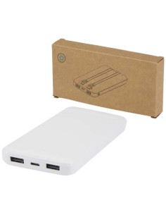 Batería externa de plástico reciclado de 10 000 mAh y 10 W con 2 cable